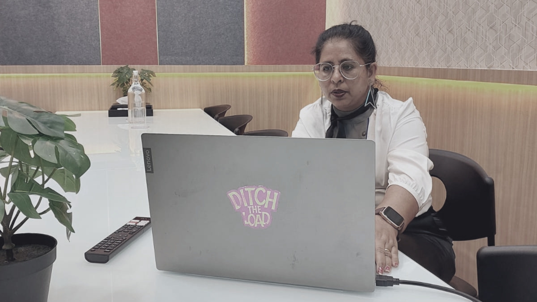 Surekha Rao at her work desk